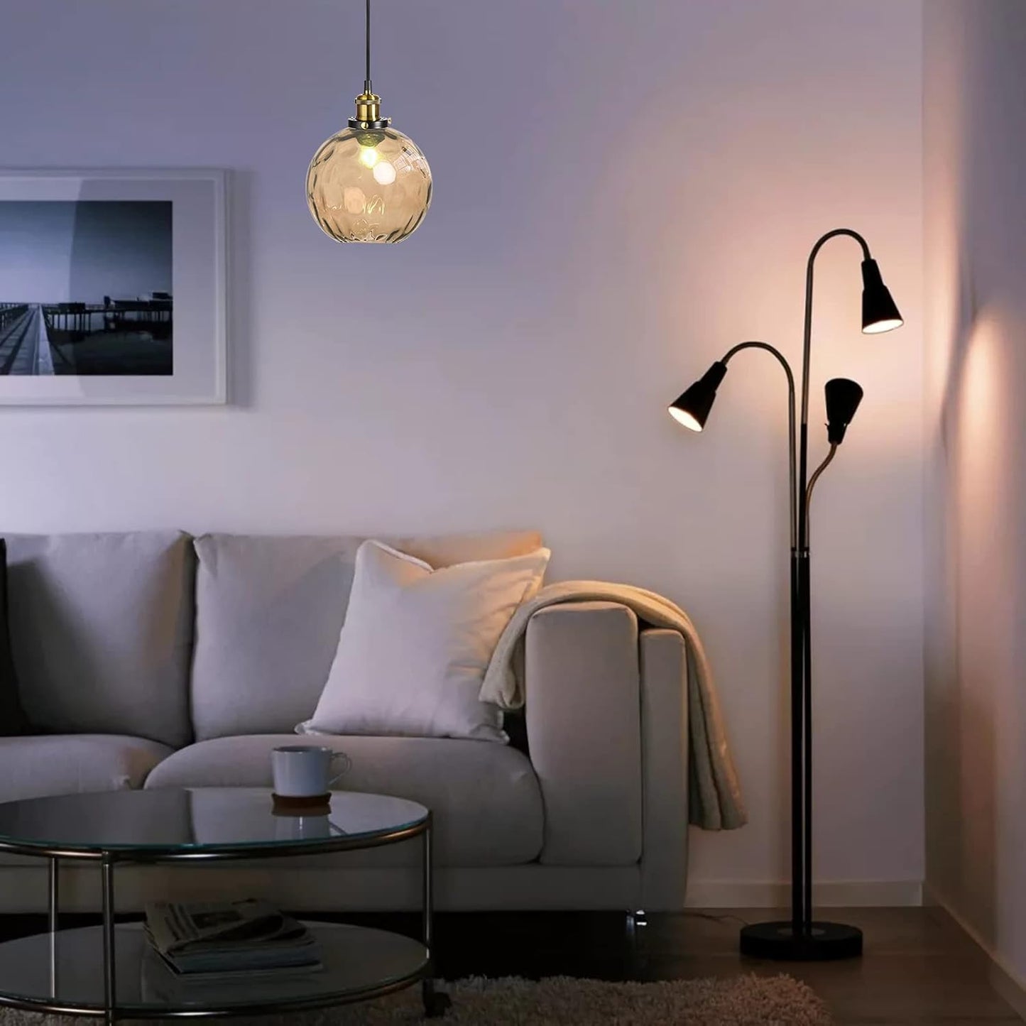 Pendant Light Shade Industrial Hanging Lights Fixtures Ceiling Outdoor Pendant Lighting for Kitchen Island Dining Room Unique Lamp in Kitchen Farmhouse Bedroom (Amber, 5.9 Inches)