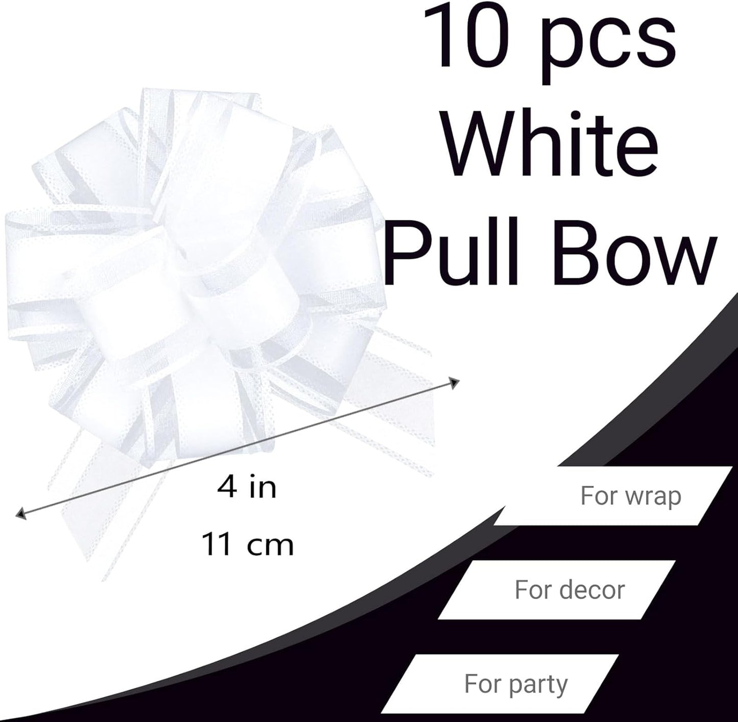 Small Pull Bows, 10 PCS 4 Inch White Gift Bows for Wrapping,Basket, Wedding,Birthday Party,Flower Bouquet Decoration