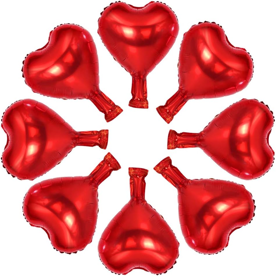BEISHIDA 50 Pcs 10 Inch Heart Foil Balloons, Red, Heart-Shaped Foil Balloons for Birthday, Wedding, Engagement, Valentine's Day, Bridal Shower, Baby Shower, Unisex-All Ages