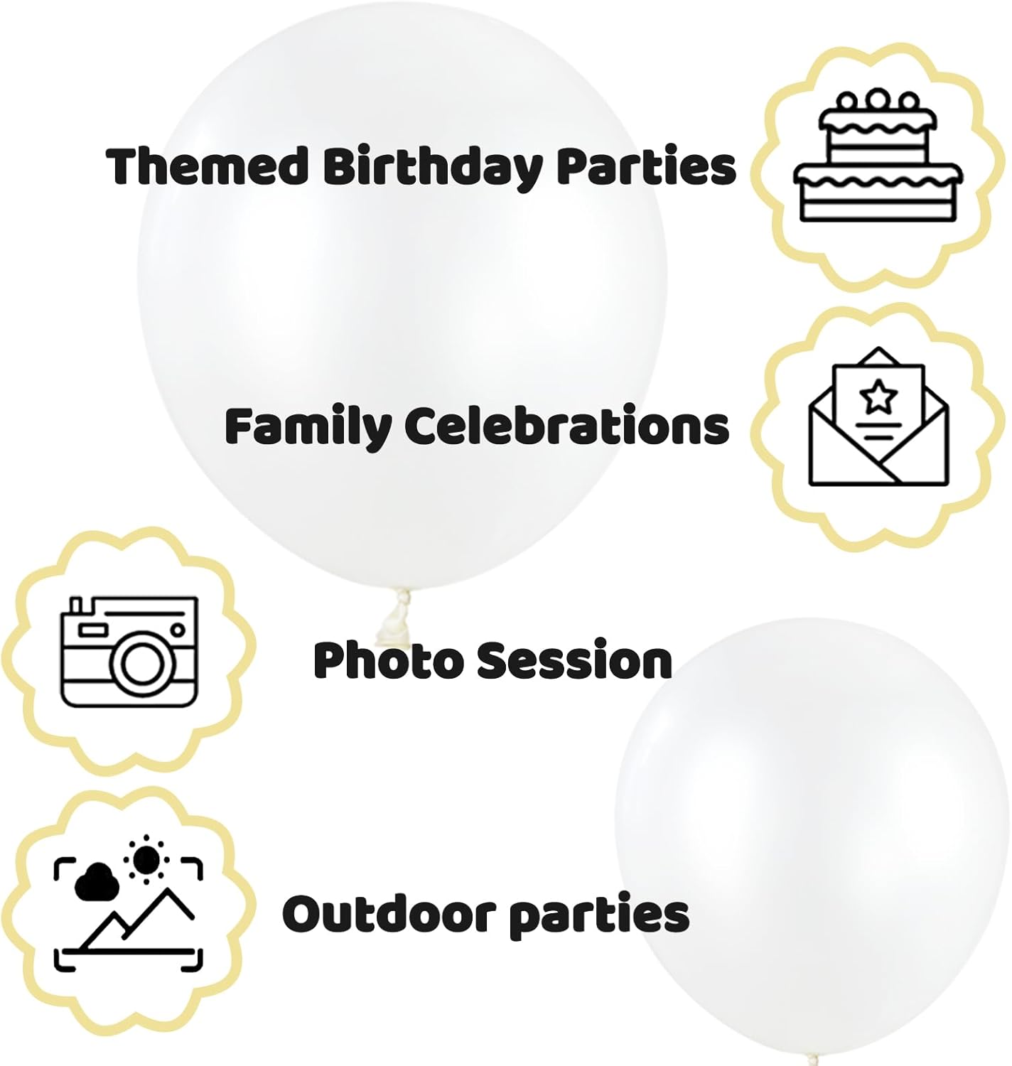 110pcs Pearl White Balloon 12 inch, Pearl white Latex Balloons for Birthday Party Baby Shower Wedding(with 2 Ribbons).