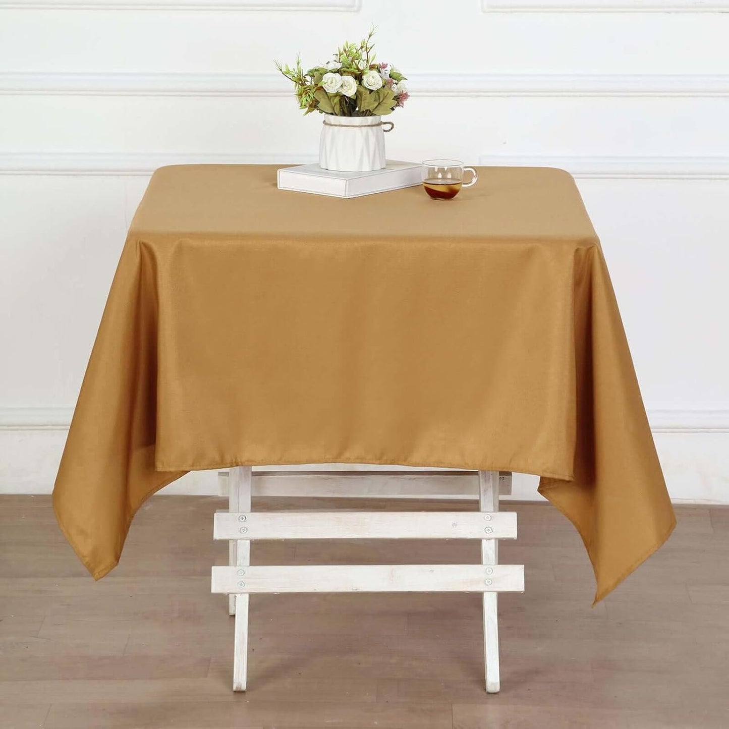 Efavormart 54x54 Gold Wholesale Linens Seamless Polyester Square Linen Tablecloth for Wedding Banquet Party Restaurant