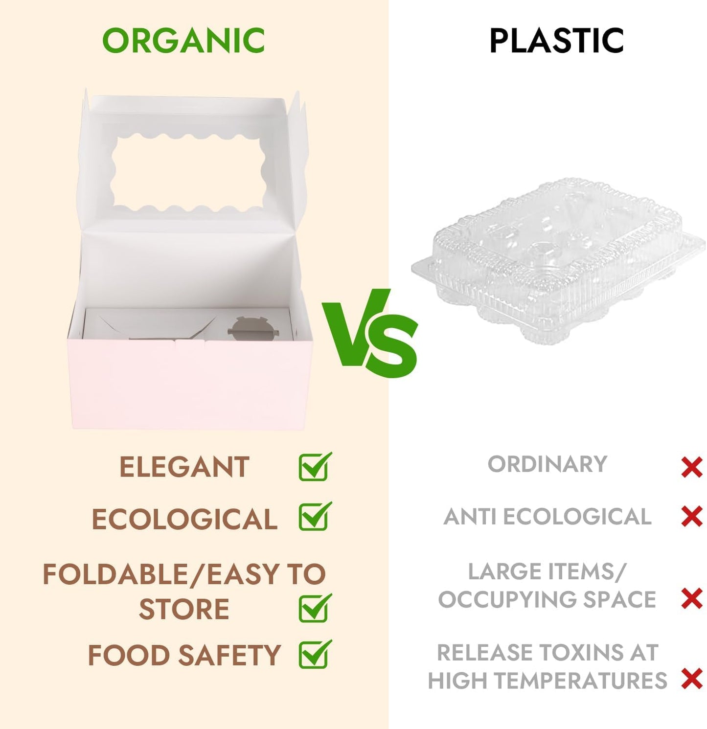 JCD 8Pcs Pink Cake Cupcake Combo Boxes Clear Lid with 2 Cupcake Holes -Clear Window Bento Cake Boxes for Bakery Baking Supplies(Pink 1+2/8Pcs)