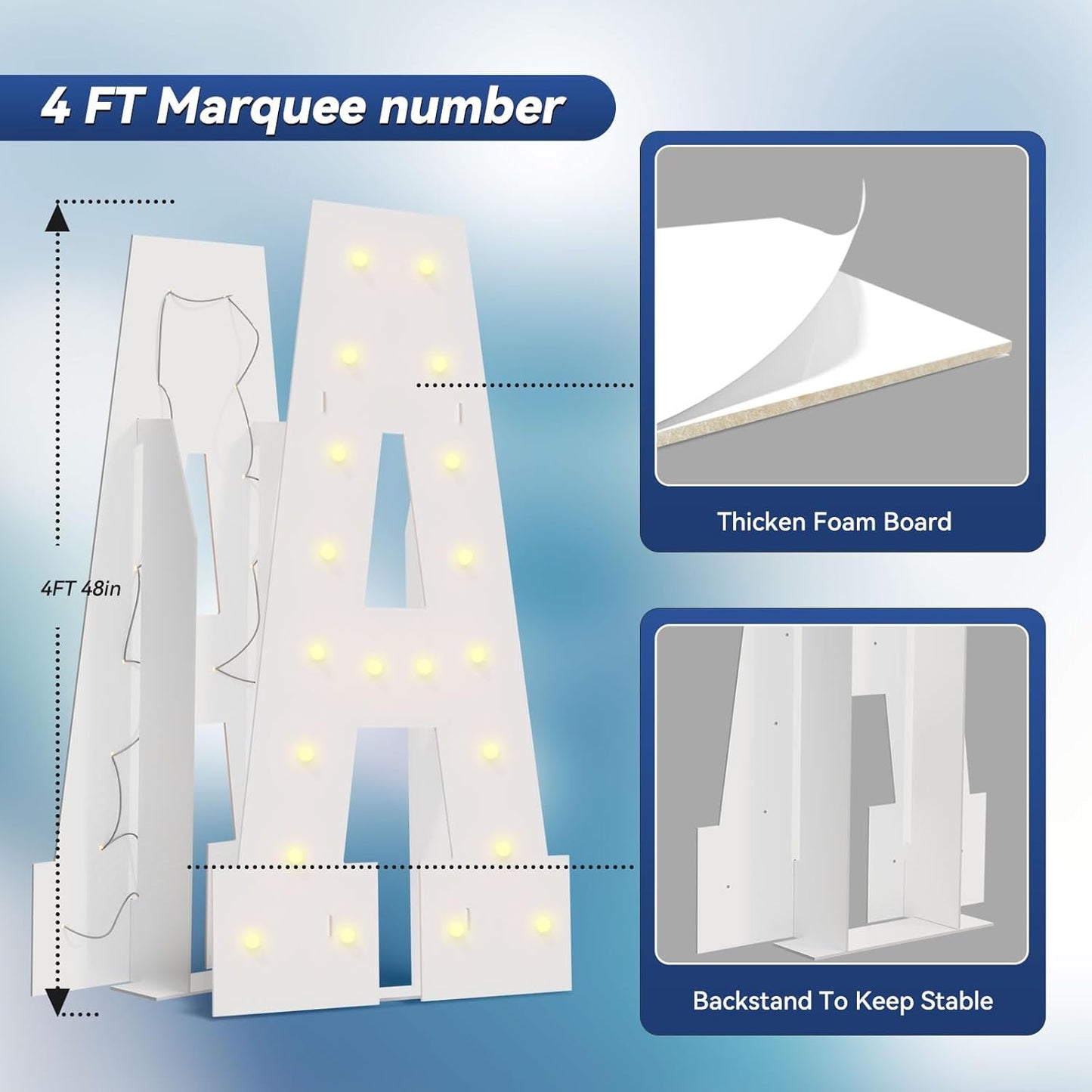 4FT Marquee Light Up Letters - Large Marquee Letters 4 Feet Tall for Birthday Party Decorations, Big Letter for Wedding Event Marry Me Baby Shower Bridal Shower, Letter G