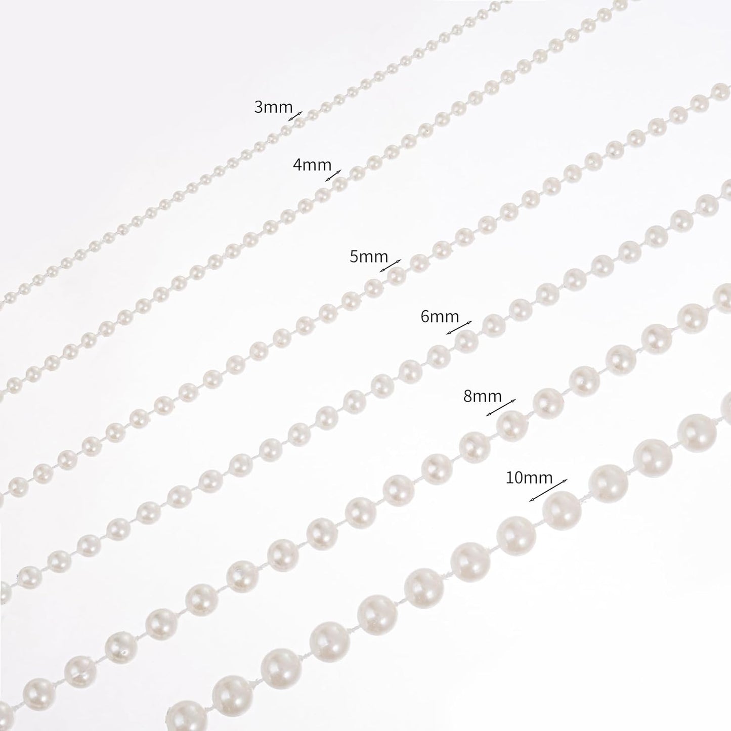 3mm Millet Beads Crafts Faux Pearl Beads Garland Pearl Bead Roll Strand of Pearls to Decorate Floral Centerpieces Wedding Party Favor Christmas Tree(33 Feet White)