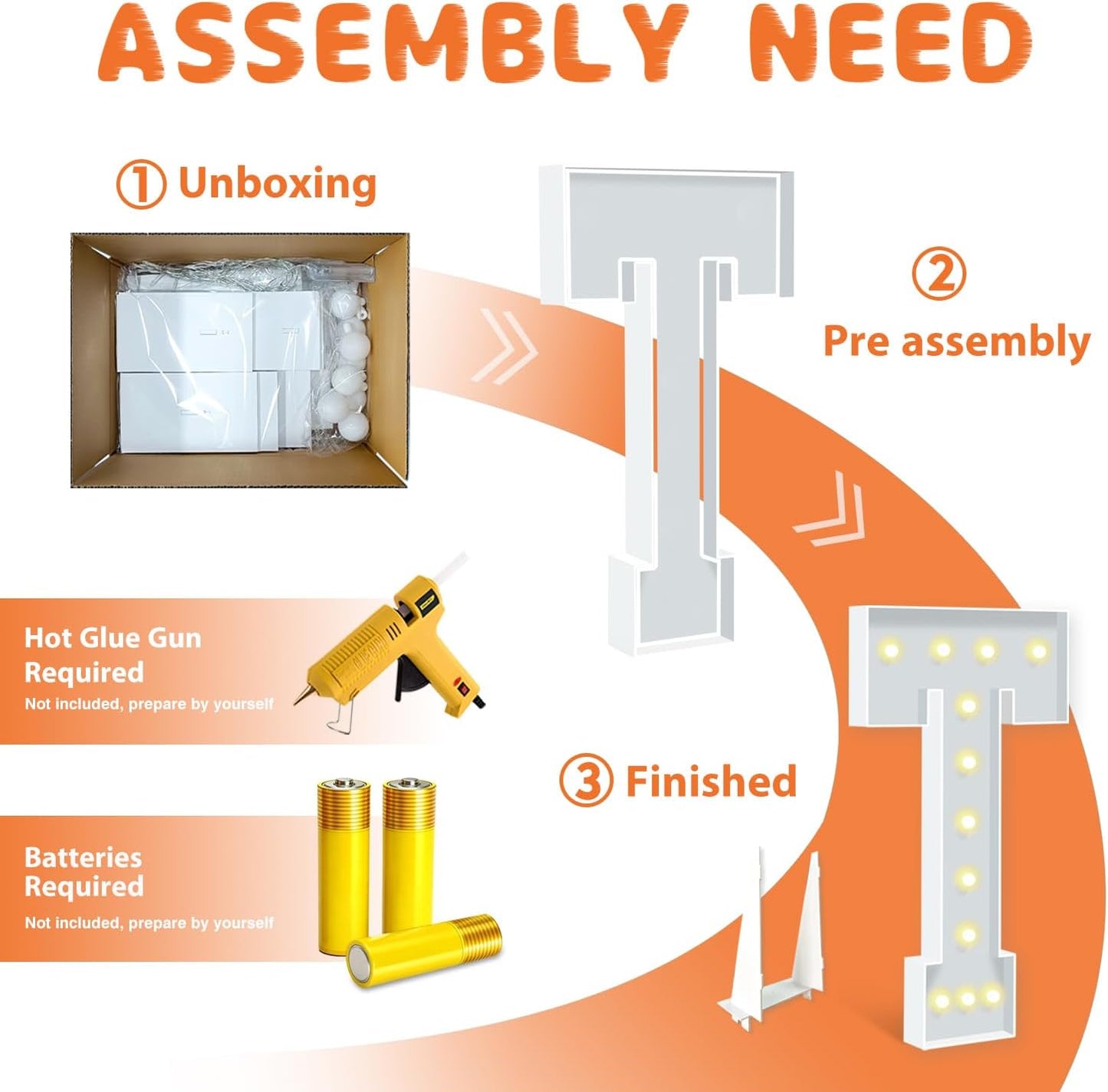 4FT Light Up Marquee Letters T, Large Lighted Letters for Party Backdrop Decor, Mosaic Cardboard Letter for Weddings, Birthdays, Anniversaries, New Year's Celebrations, Easy to Assemble