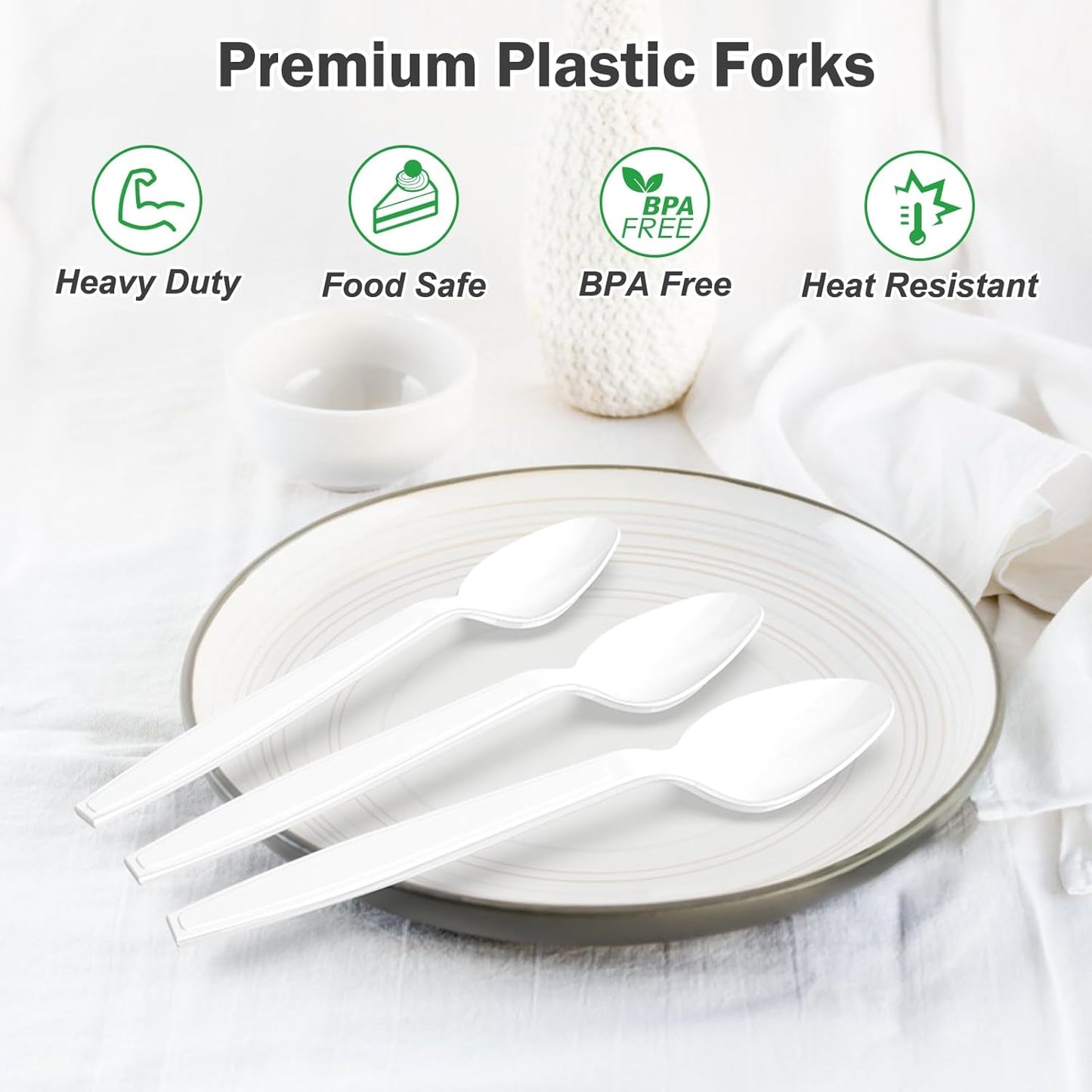 360 Count White Plastic Spoons Disposable, BPA-Free, Heat Resistant, Solid and Durable Disposable Spoons Heavy Duty Bulk, Premium Spoons plastic disposable for Party Supply