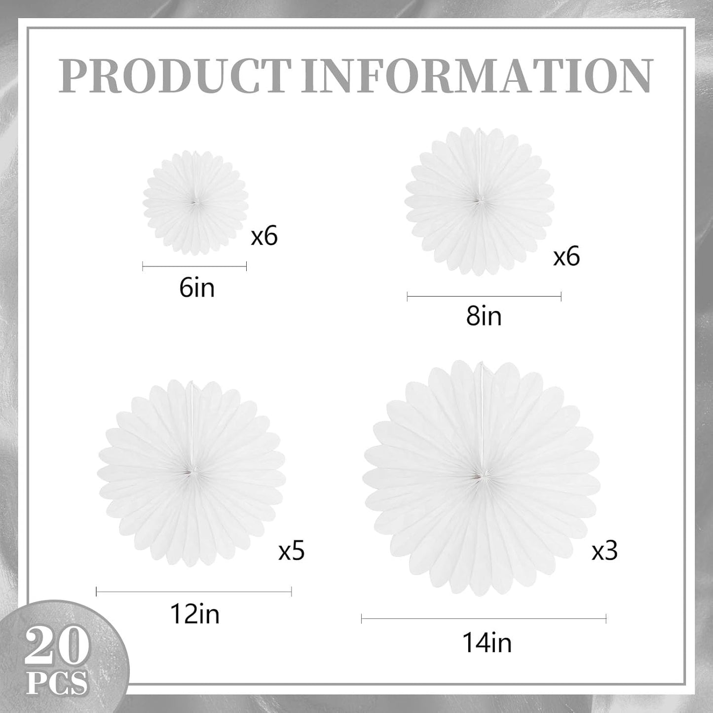 20 Pcs White Hanging Paper Fan, Hanging Honeycomb Round Paper Fans for Weddings, Birthdays, Christmas, Baby Showers, Classroom, Events Ceiling Party Supplies Decorations