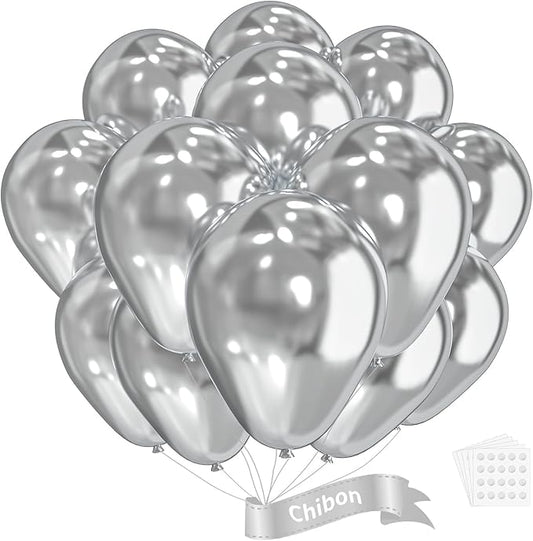 Silver Metallic Chrome Latex Balloons, 150pcs 5 inches Round Helium Silver Balloons for Birthday Baby Shower Wedding Birthday Party Decorations