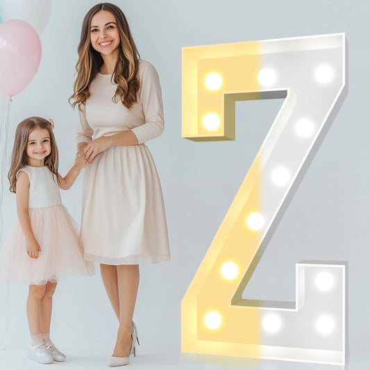 Pooqla 4 FT Light Up Marquee Letters, Giant Mosaic Letter Cool White and Warm White LED, Large Lighted Alphabet Lights for Balloons Birthday Party Anniversary Wedding Decorations, Letter Z