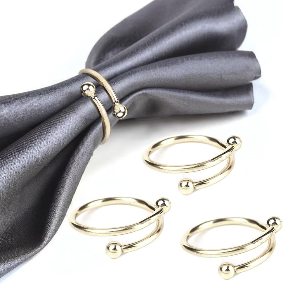 8 Pcs Silver Napkin Rings - Round Napkin Ring,Stainless Steel Napkin Rings,Metal Napkin Ring for Table Settings Wedding Christmas Party Dinner Table(Spring Type)