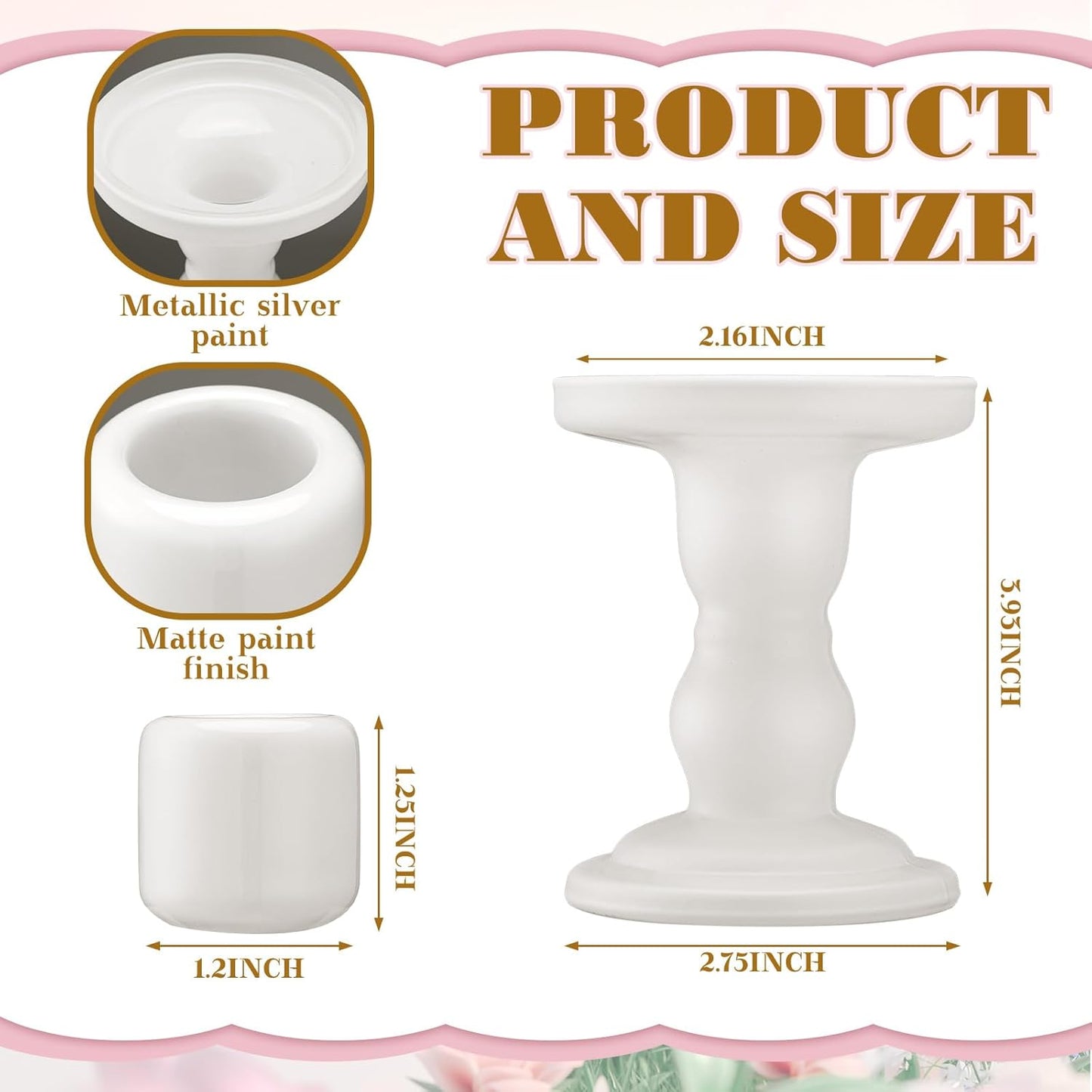 Irenare Unity Candles with Holder for Wedding Ceremony Wedding Decortions Accessories Glass Candle Holder Pillar Candle for Formal Events Church (Ceramics)