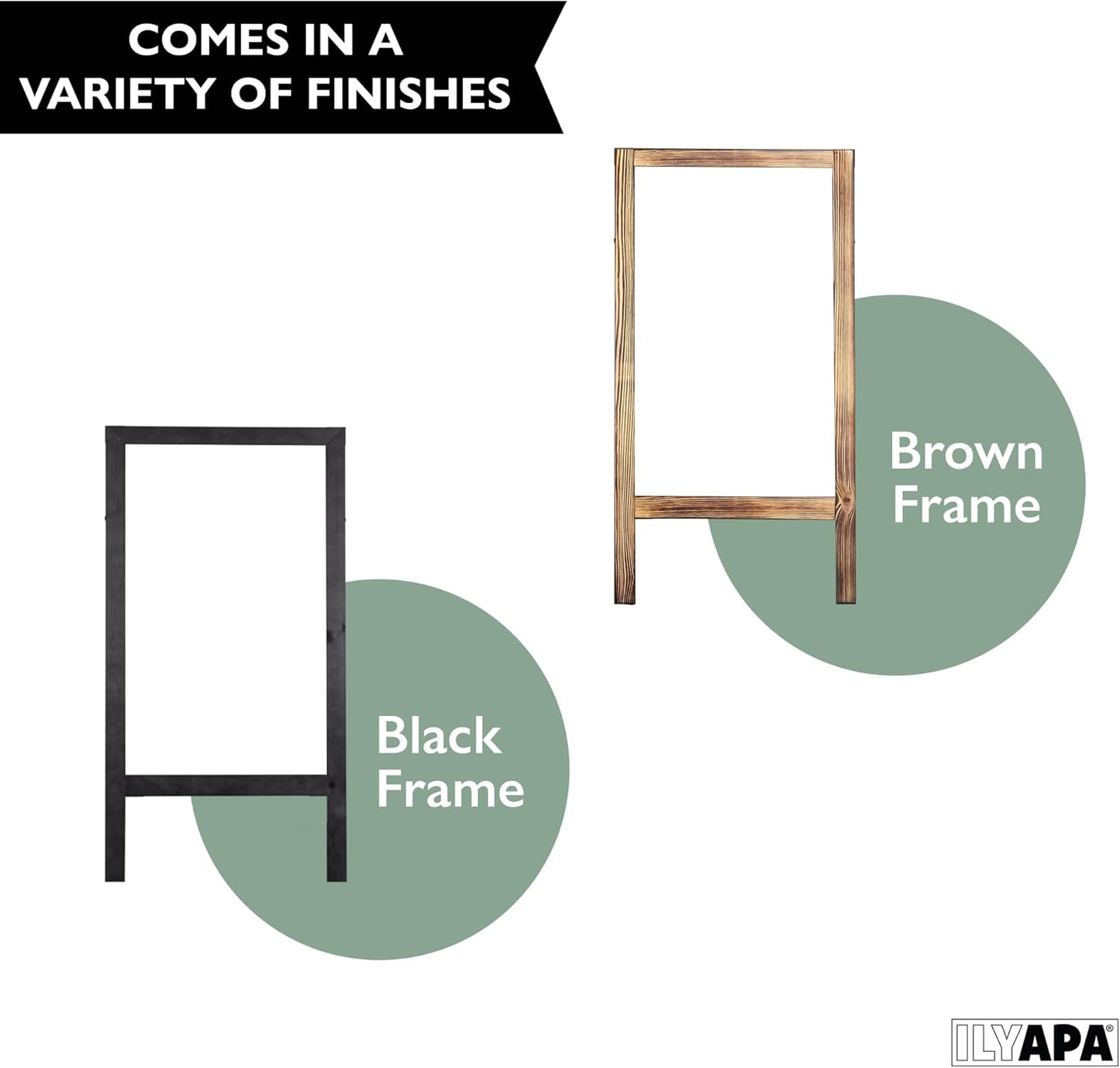 Ilyapa Wooden A-Frame Whiteboard Sign - 40 x 20 inch Magnetic Dry Erase Sidewalk Menu Board - Black Menu Display for Restaurant, Business, Trade Show