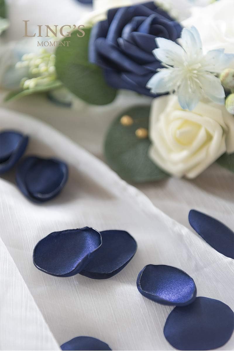 Ling's Moment Rose Petals, Silk Flower Petals for Wedding/Aisle/Flower Girl Baskets/Table Centerpiece Décor,etc.Navy Blue 200pcs