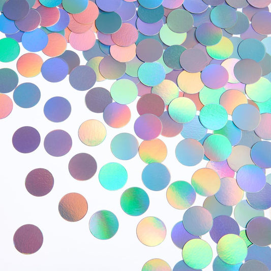Laser Silver Confetti Holographic Table Decoration for Baby Shower Birthday Wedding Graduation Eid Ramadan Theme Party, 1.2 inch in Diameter, 200 Counts