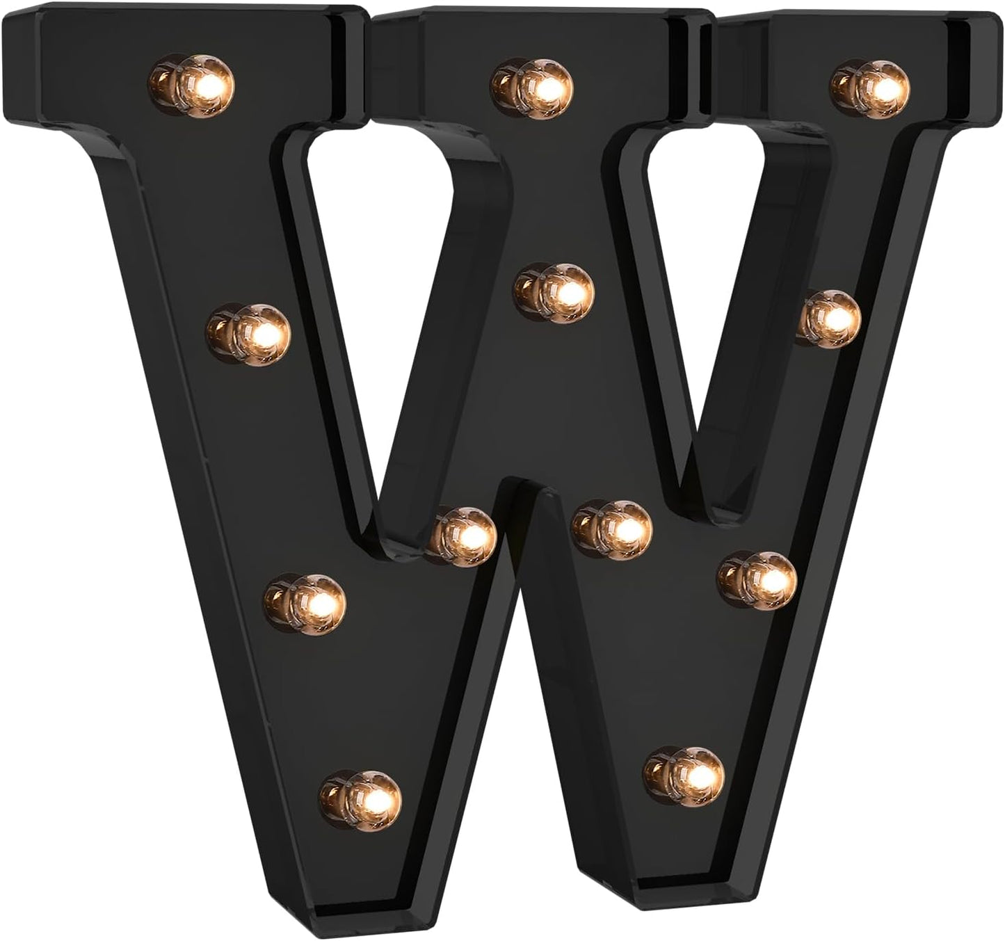 Foaky Black LED Letter Lights for Room Decor - Bedroom Wall Decor, Alphabet Lights for Home, Wedding, Party - Battery Operated （W）