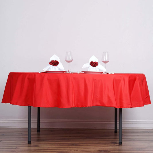 Efavormart Round Tablecloth, 70 Inch Stain & Wrinkle Resistant Washable Table Cloth, Decorative Polyester Fabric Table Cover for Banquet, Wedding, Dining- Red