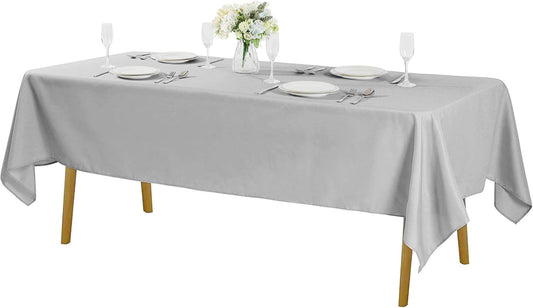 Rectangle Tablecloth 60x120 inch Washable Polyester Fabric Table Cloth for Wedding Party Dining Banquet Decoration（60x120, Silver）