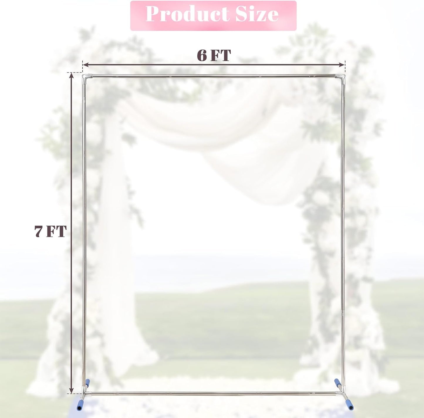 Arch Backdrop Stand,7x6 FT Metal Wedding Square Backdrop Stand for Ceremony Square Stainless Steel Backdrop Arch for Parties,Wedding,Birthday,Anniversary,Baby Shower,Garden Decoratip