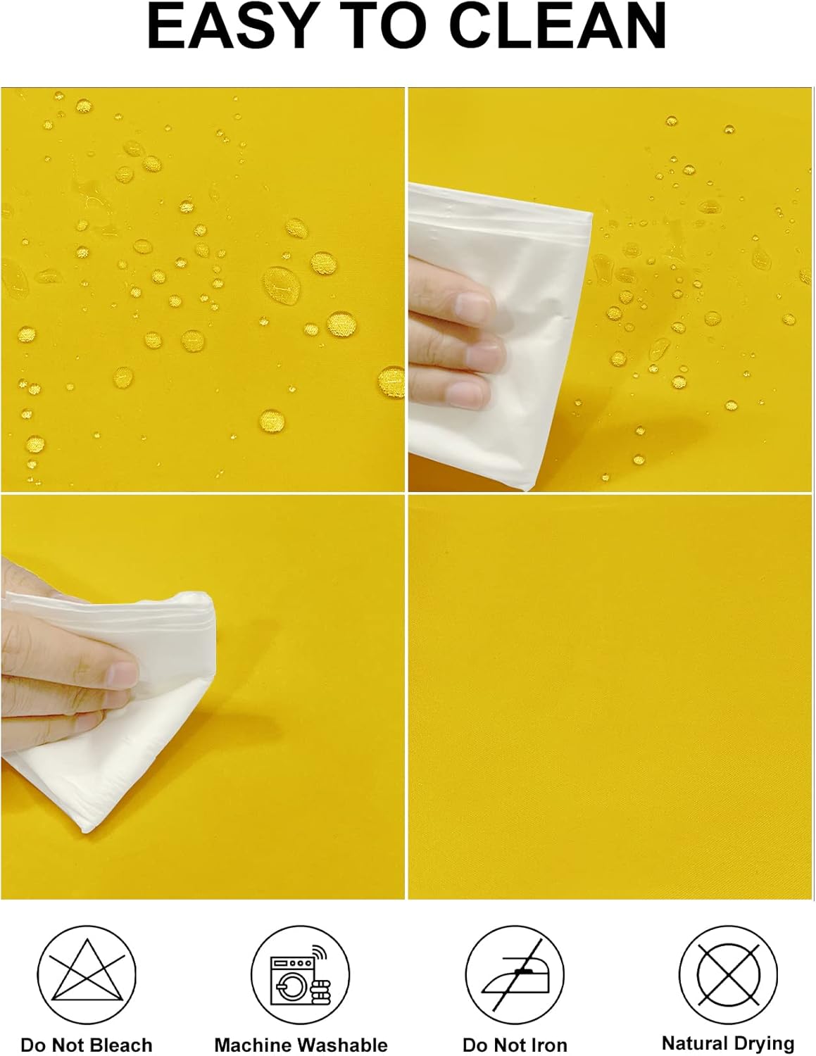 Fokitut 2 Pack Waterproof Rectangle Tablecloth, 90x132 Inch,Stain Resistant and Wrinkle Polyester Table Cloth, Fabric Table Cover for Kitchen Dining, Wedding, Party, Holiday Dinner-Yellow