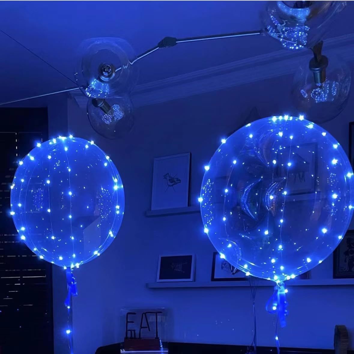 LED Balloons Light Up - Clear, Transparent, Bobo - Party, Birthday, Anniversary, Wedding (Blue, Battery Included)