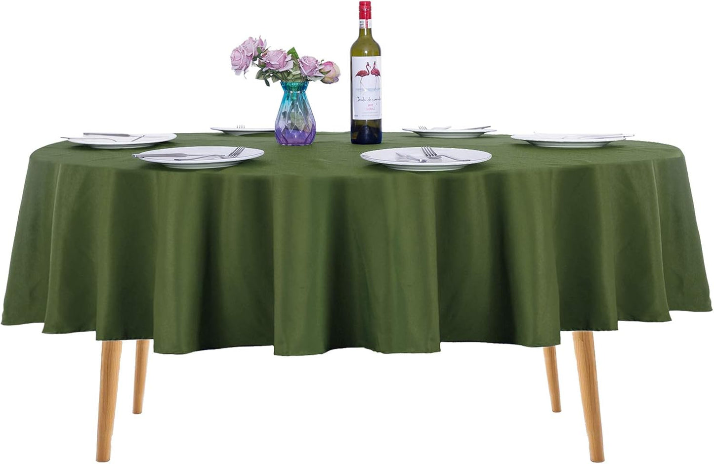 Ascoza 2pack 90 Inch Willow Round Tablecloth in Washable Polyester Fabric for Wedding/Banquet/Restaurant/Parties