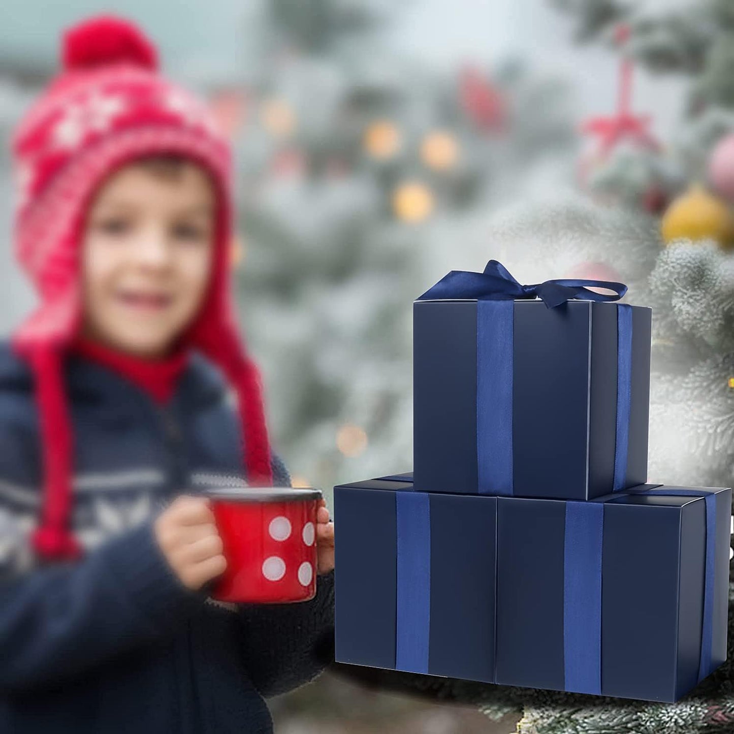 COTOPHER Small Gift Boxes 25 Pack 6x6x6 inches Blue Gift Boxes with Lids for Gifts, Crafting, Wedding Party Favor, Cupcake Boxes, Candy, Bridesmaids Proposal Box with Ribbons and Stickers