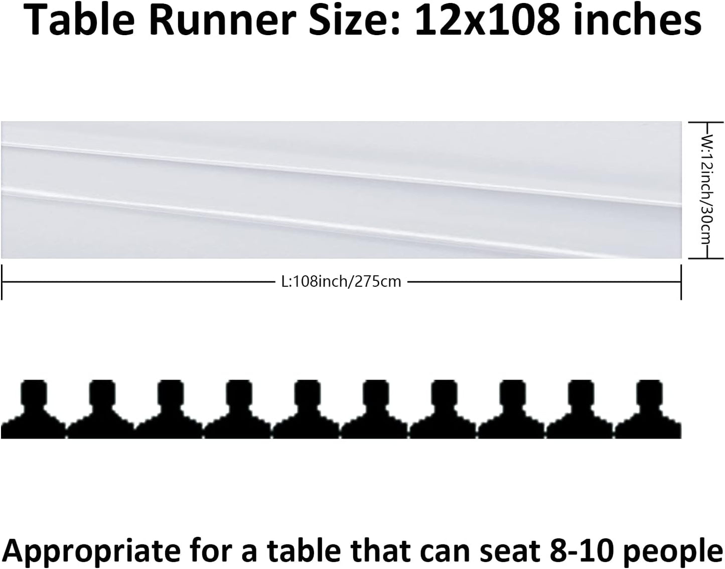 24Pack Table Runner 12 x 108 Inches Satin Silk Table Runner for Wedding, Birthday Party, Banquets, Graduations Decoration, fit Rectange and Round Table-White