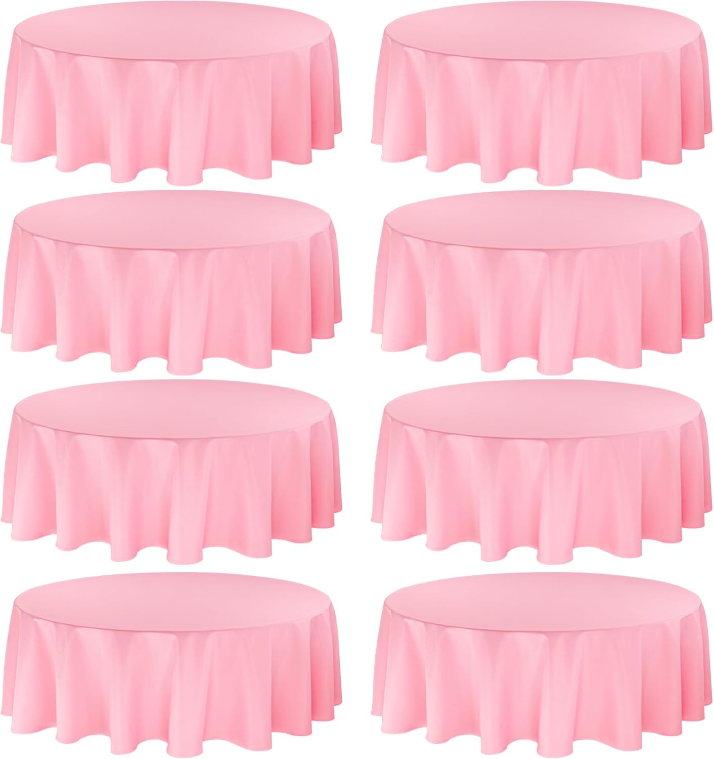 8 Pack Premium Round Tablecloth 90 Inch Pink Round Table Covers Bulk Washable Polyester Fabric Round Table Clothes for Wedding Party Reception Banquet Buffet Restaurant (Pink, 90 Inch)