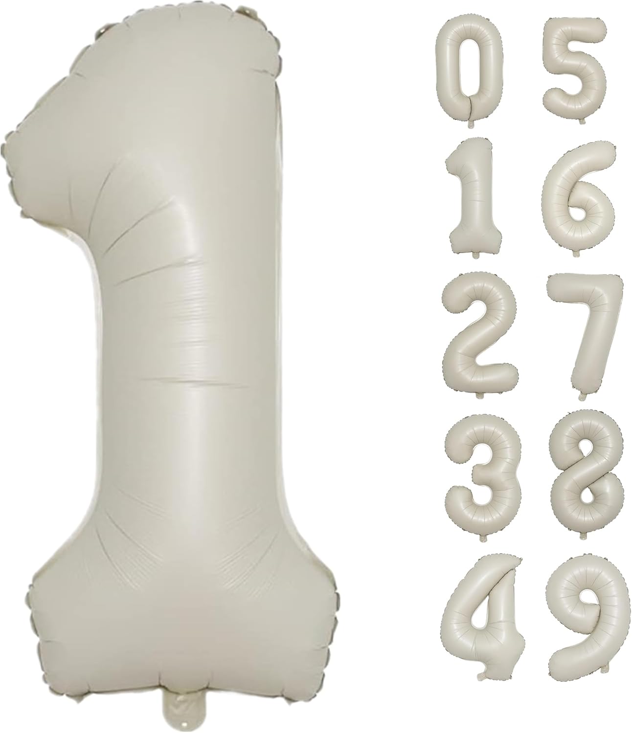 40 Inch Cream White Number1st Balloon Mylar Big Foil Helium Number 10th 11st 21 31 61 Balloon for Party Decorations,Digital Birthday Party Wedding, Boy Baby Shower Decorations (Cream No 1)