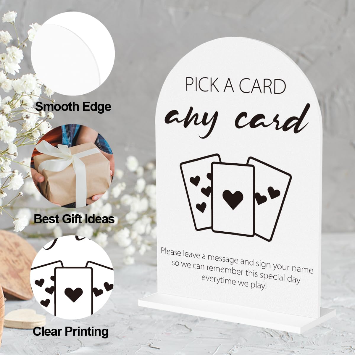 Playing Cards Guest Sign, Wedding Guest Book Desk Decor, Wedding Engagement Bridal Shower Reception Party Table Desk Acrylic Decor