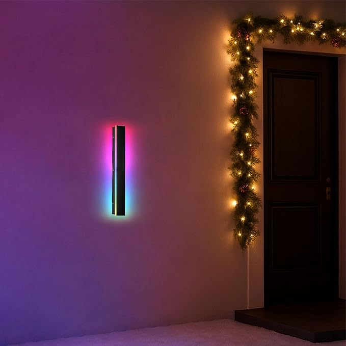 Outdoor Wall Lights, 31.5 in Modern Exterior Wall Light RGB/White/Dimmable, Ip65 Waterproof Front Porch Light with Remote App for Party Gathering Outdoor Decor