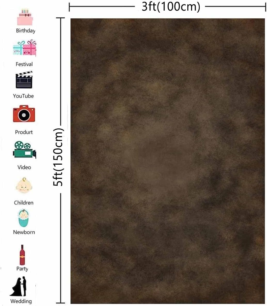 3x5ft Dark Brown Mottled Texture Photography Backdrop for Portrait Photo Studio Prop Abstract Background for Photographyer