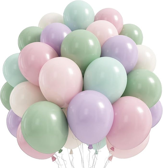 Sage Green Purple Pink Balloons 12 Inch Fairy Wildflower Spring Sage Dusty Pastel Pink Lavender Ivory Party Latex Balloon for Flower Floral Butterfly Baby Shower Wedding Birthday Party Decor