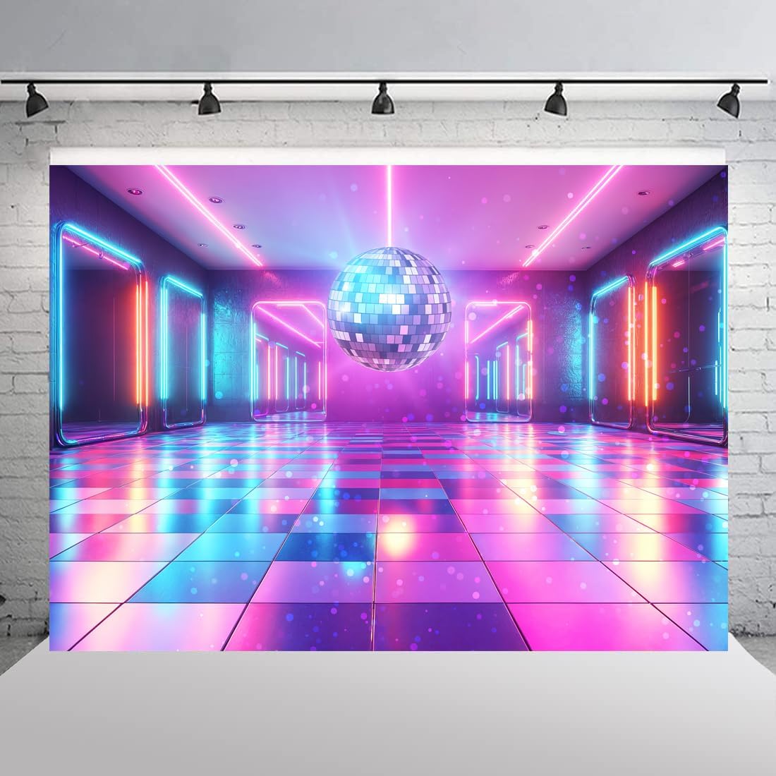 Disco Decorations Backdrop, Retro Glow Party 70s 80s 90s Theme Stage Dance Background Disco Party Decoration, Polyester Banner PartyBackdrop for Birthday Prom Portrait Photo Props 12x10FT