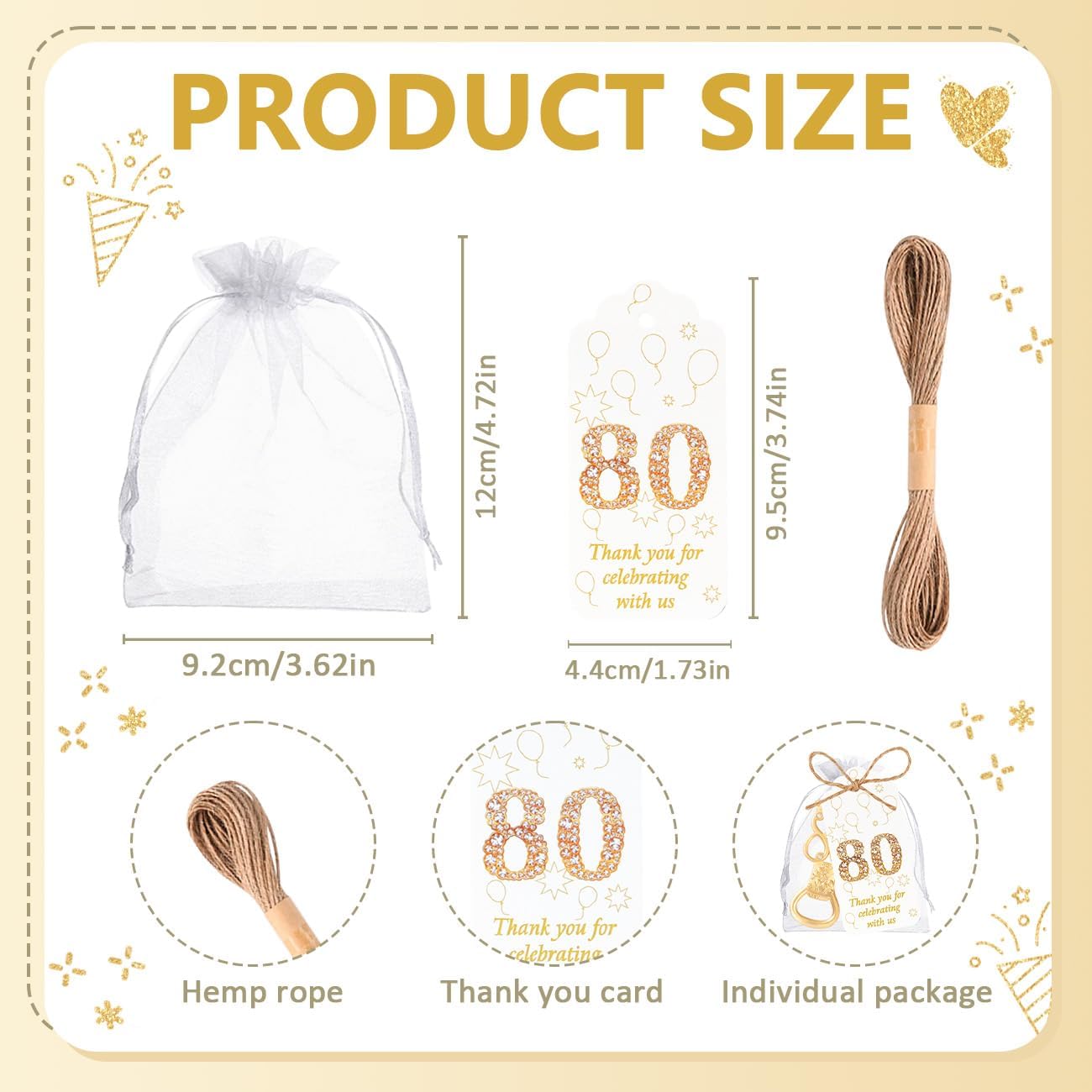 50Pcs 80th Birthday Bottle Opener Set 80th Birthday Party Favors 80th Golden Bottle Openers Personalized Party Favors Wedding Anniversaries Souvenirs Favors For Guests Party