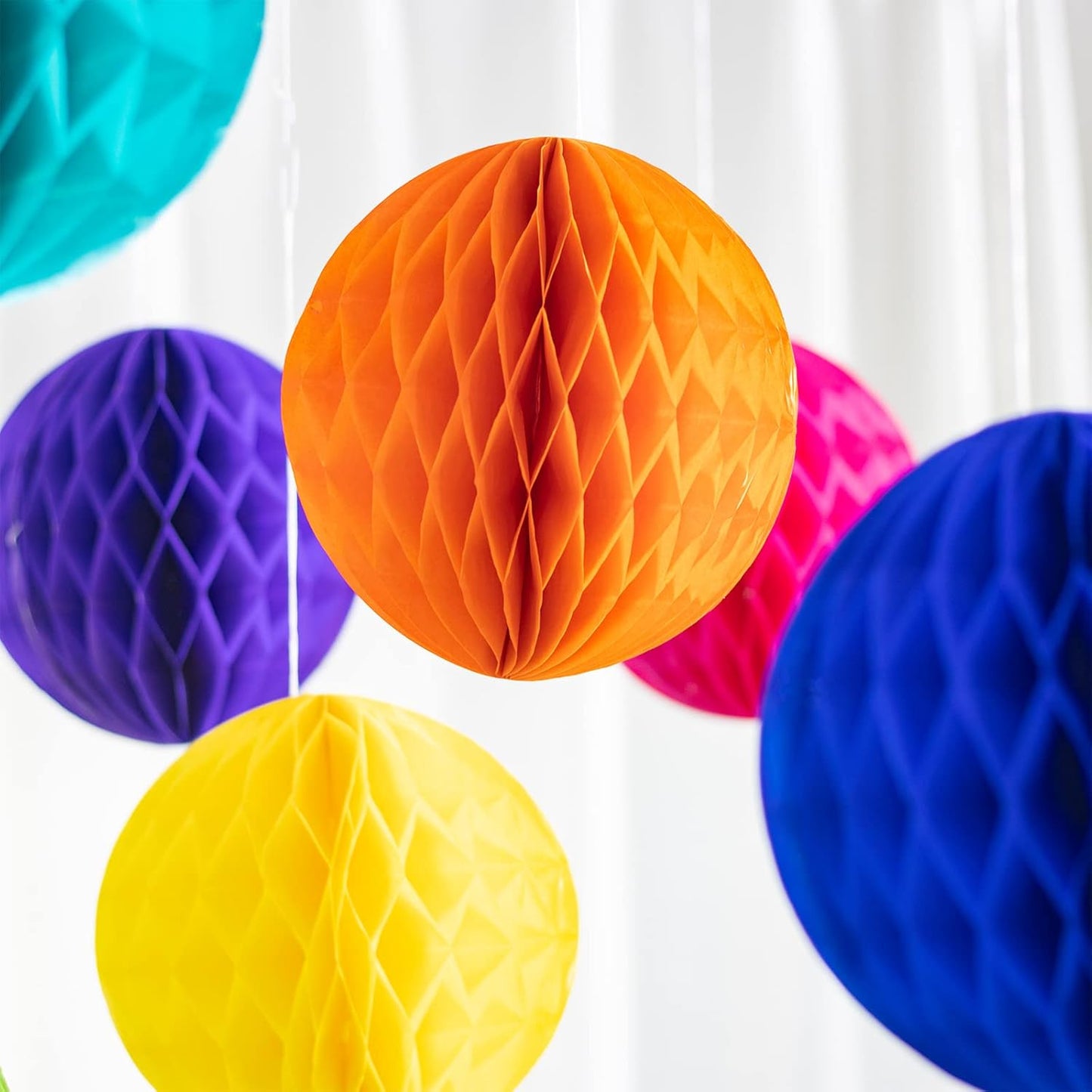 Colorful Rainbow Hanging Tissue Paper Honeycomb Balls Pride Party Decorations Pom Poms for Rainbow Sunshine Cloud Sun Themed Birthday Baby Shower Gender Reveal Wedding Party Décor