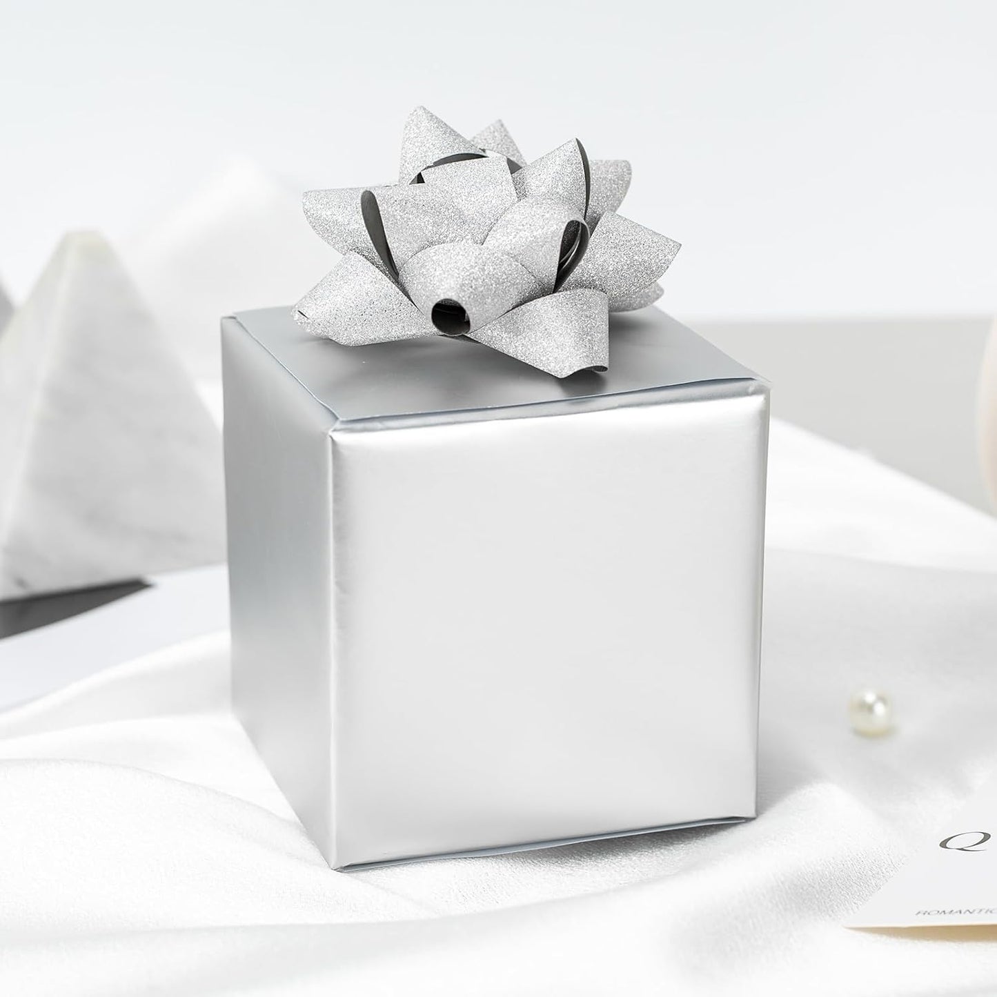 Garbendy Silver Wrapping Paper - Solid Color Metallic Sparkle Paper Perfect for Birthday, Wedding, Baby Shower, Party - 17 Inch X 33 Feet