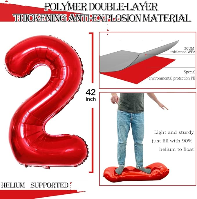 GOER 42 Inch 2026 Red Foil Number Balloons for 2026 New Year Eve Festival Party Supplies Graduation Decorations