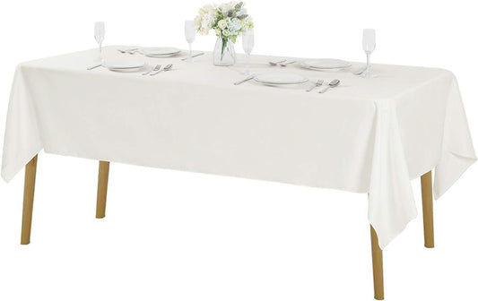 Rectangle Tablecloth 60x120 inch Washable Polyester Fabric Table Cloth for Wedding Party Dining Banquet Decoration（12 Pack 60x120, Ivory）