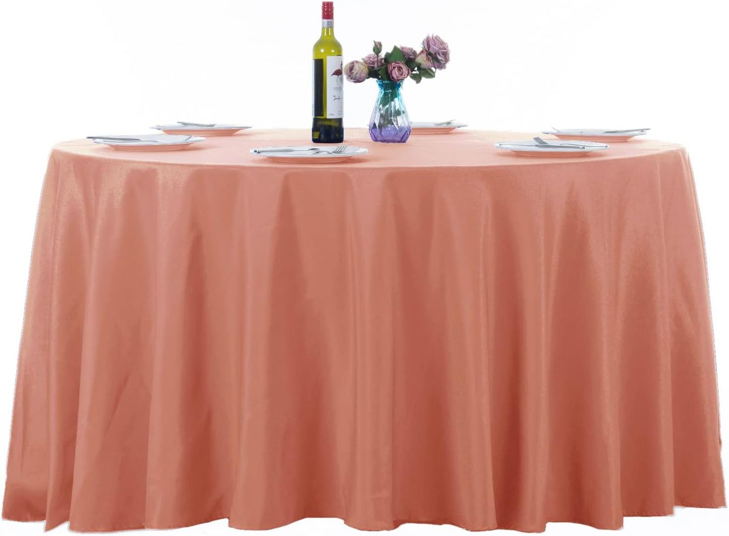 Ascoza 2pack 108 Inch Dusty Pink Round Tablecloth in Washable Polyester Fabric for Wedding/Banquet/Restaurant/Parties