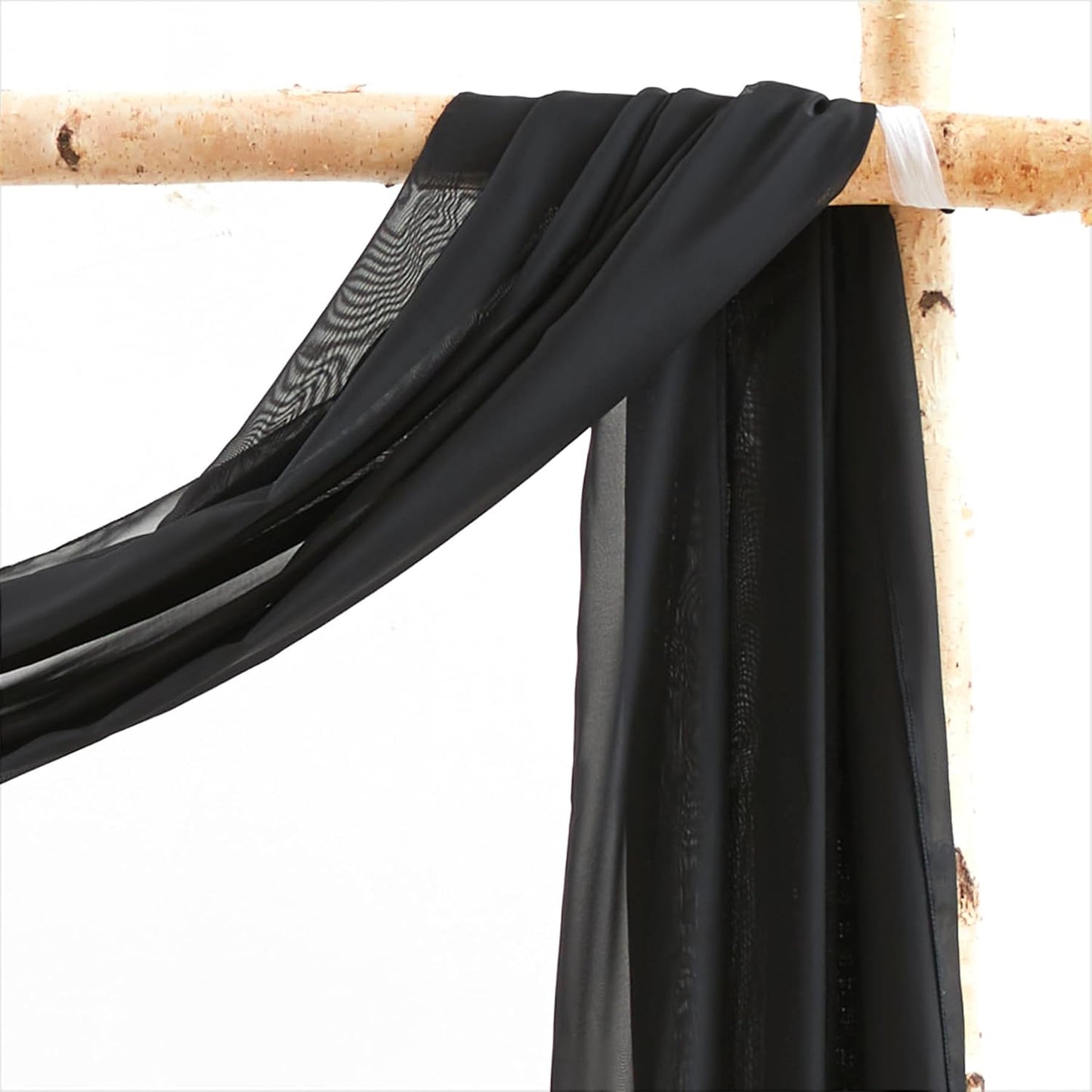 Wedding Arch Draping Fabric,1 Panel 18FT Black Sheer Chiffon Curtain Drapes 6 Yards for Wedding Ceremony Birthday Party Decoration