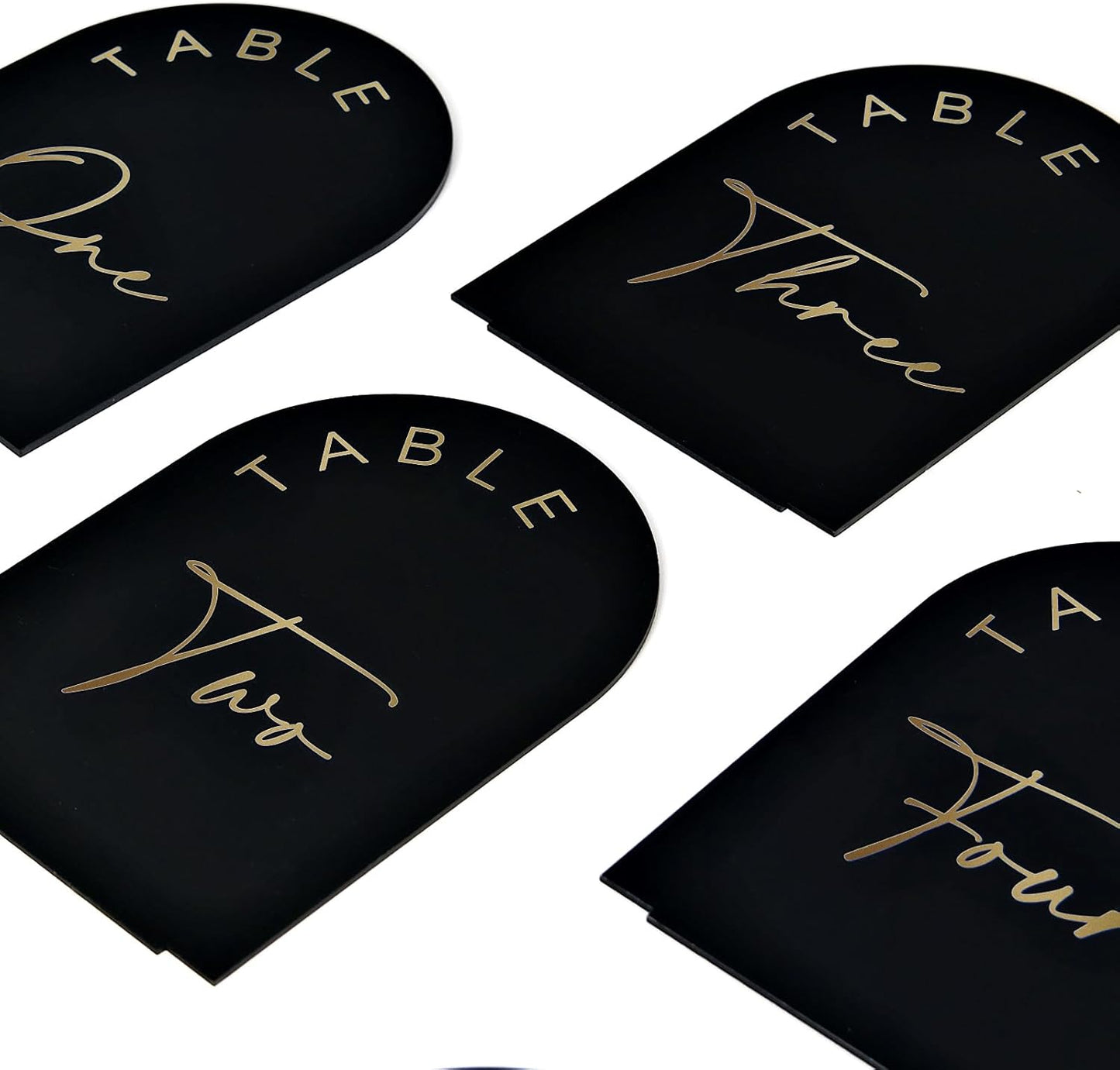 Black Arch Wedding Table Numbers 1-20 with Stands, 5x7 Inch Black Arch Acrylic Sign with Gold Letters, Acrylic Table Numbers for Wedding Reception