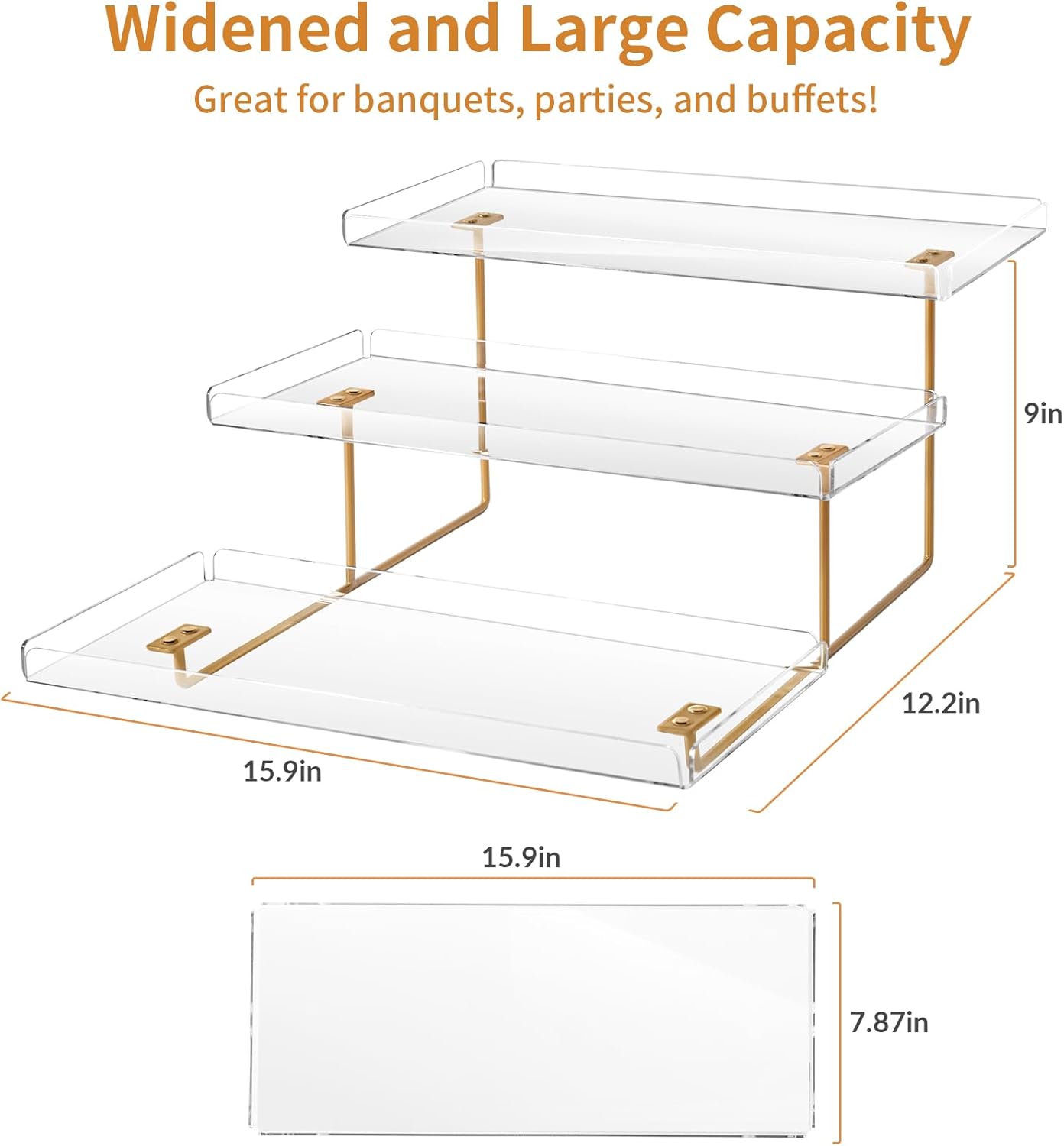3 Tier Serving Tray Set for Entertaining, Acrylic Wedding Dessert Table Display Set, Cupcake Stand Buffet Risers for Birthday Party Baby Shower (Large)