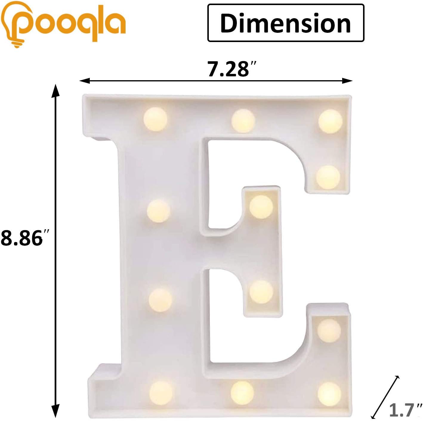 Pooqla LED Marquee Letter Lights Sign, Light Up Alphabet Letter for Home Party Wedding Decoration E
