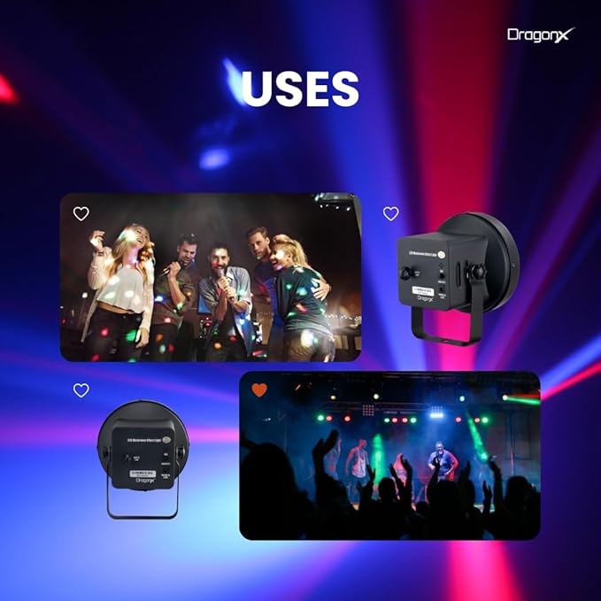 DragonX RGB Mushroom Disco Ball Light | DJ Party Lights with Strobe Effect & Remote | Music Sync LED Stage Lighting for Parties, Weddings, Clubs, Kids & Outdoor Disco Ball Decor
