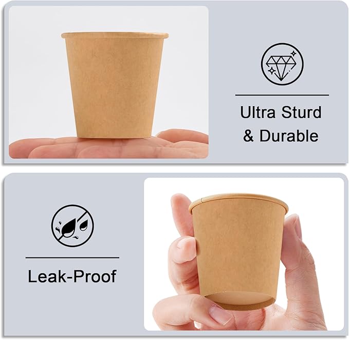 400 Pack 3 oz Kraft Paper Cups, Small Disposable Bathroom Cups, Mini Mouthwash Cups, Hot/Cold Drinking Cups for Bathroom, Parties, Picnics and Travel