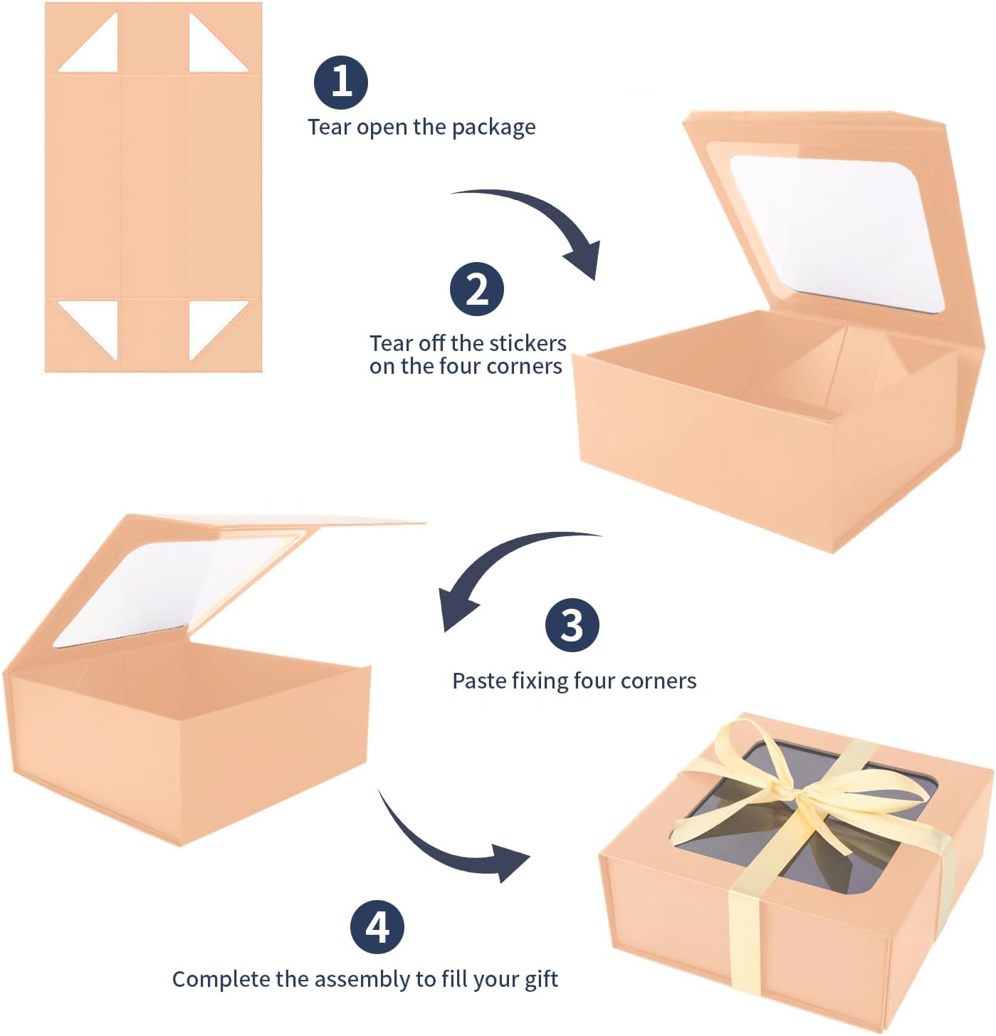 TIACABO Rose Gold Gift Box with Window,7.5"x7.5"x3.1" Bridesmaid Boxe for Gifts Giving,Birthday Gift Boxes with Magnetic,Closure Lid Gifts Boxes for Presents,Cute Box,Luxury for Gift Packaging