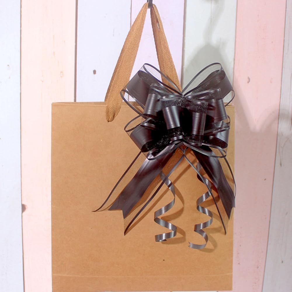 WEWILUCK Large Black Gift Bows - 15PCS Perfect bows for Gift Wrapping, Pull Bows for Man Present Decoration Birthdays Holiday and More(6 inches)