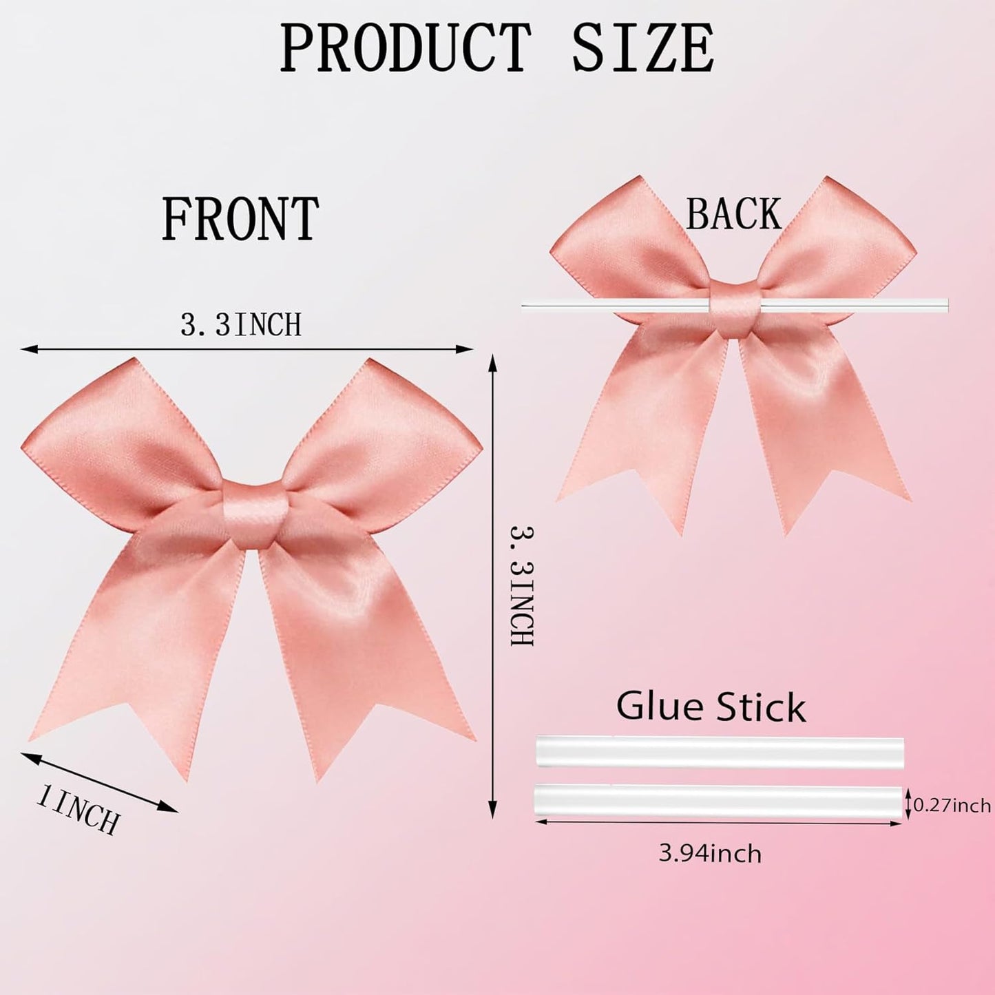 50 PCS Twist Tie Bows Satin Ribbon Bows 3.3 Inch Gift Wrap Bows Craft Bows for Gift Wrapping, Party Decorations Gifts Bag DIY Treat Bags Wedding Decor Baby Shower Christmas (Rose Pink)