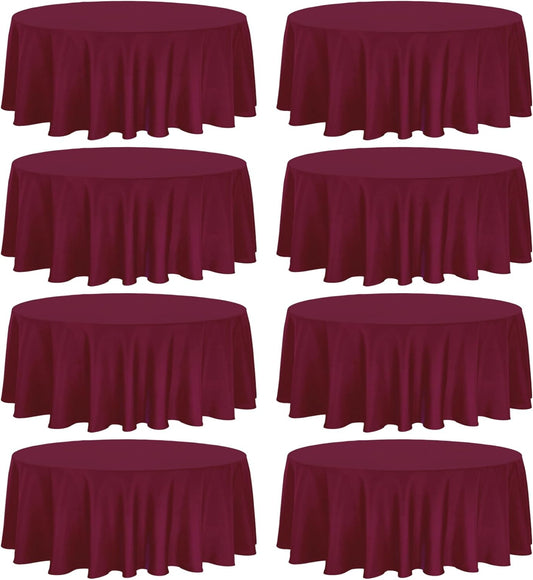 8 Pack Round Tablecloth 70 Inch Round Table Covers Bulk Washable Polyester Fabric Round Table Clothes for Wedding Party Reception Banquet Buffet Restaurant (Burgundy, 70 Inch)